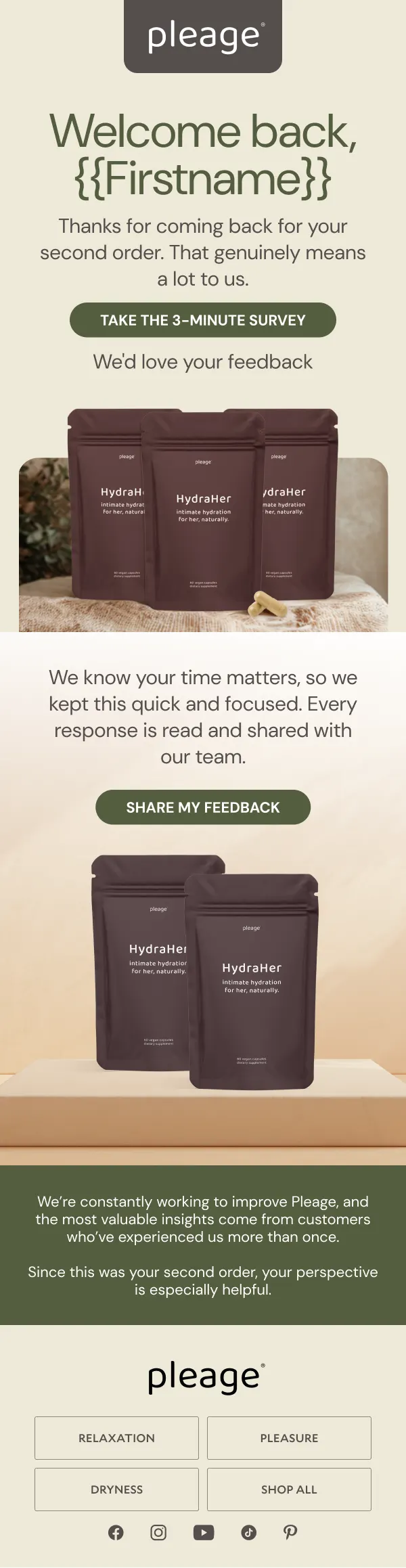 Pleage — Post-purchase — survey