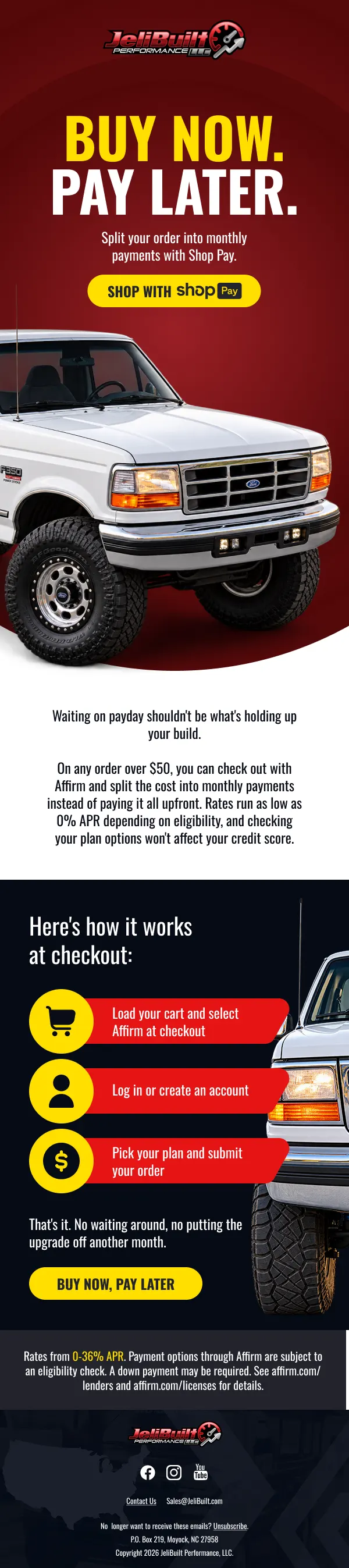JeliBuilt — Campaign — buy now, pay later